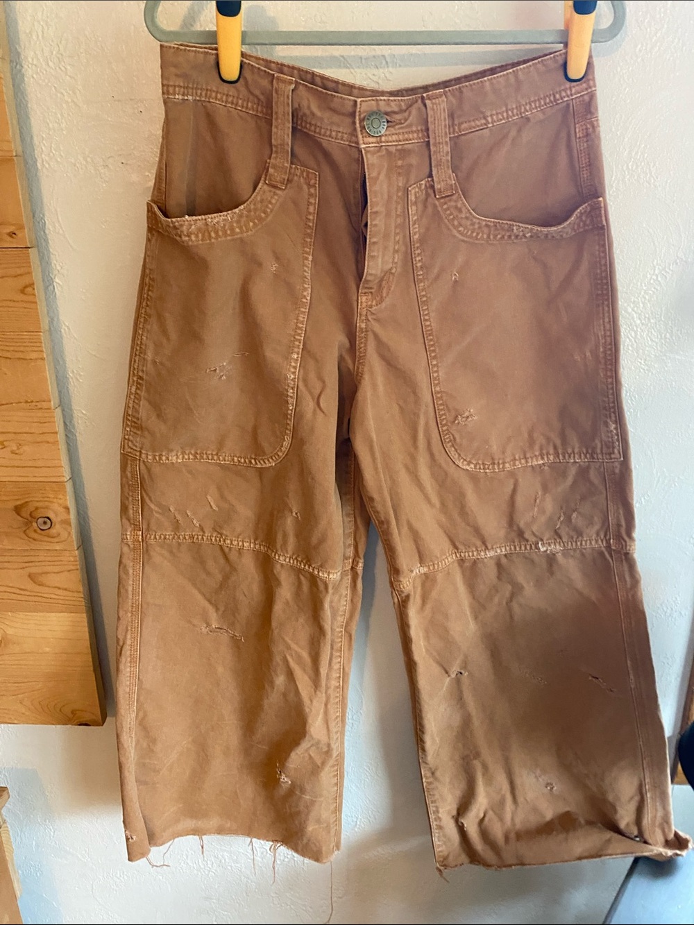 BDG Brown distressed Workwear cropped Cargo Pants